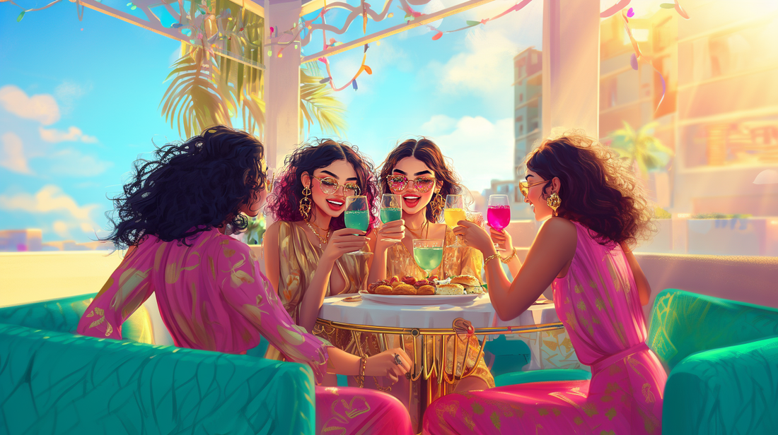 A beautiful pink glittery cocktail perfect for a bachelorette party